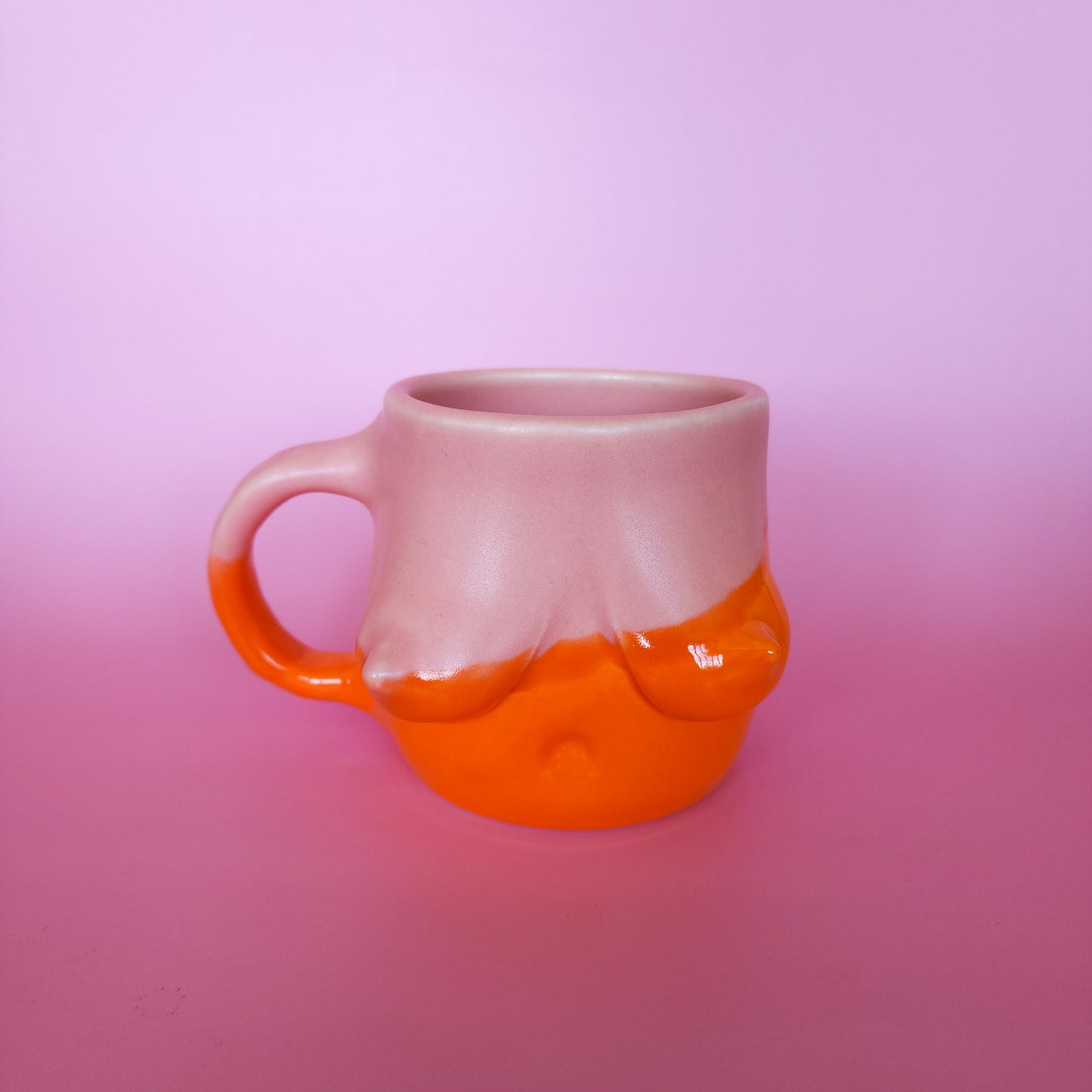 Pink + orange boob mug