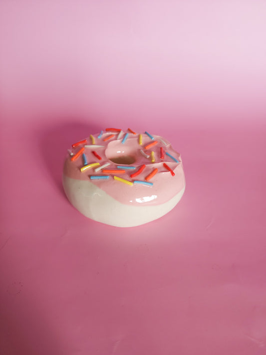 Ceramic doughnut with rainbow sprinkles