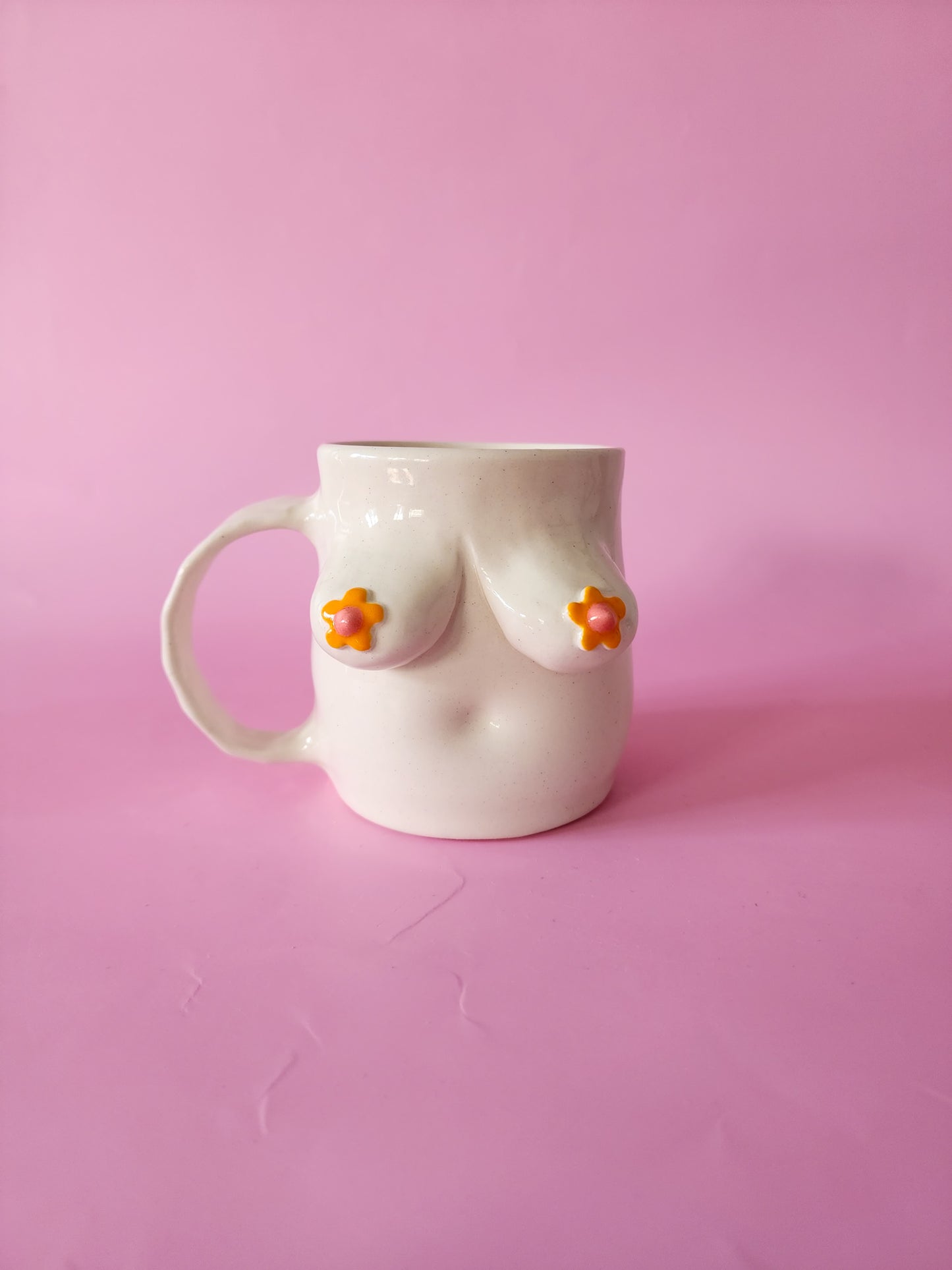 Boob mug - Orange Daisies