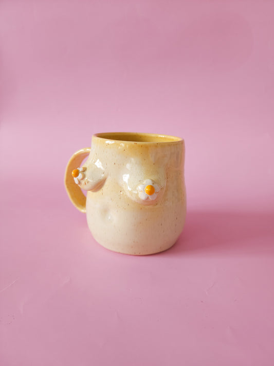 Boob mug - speckle + daisies