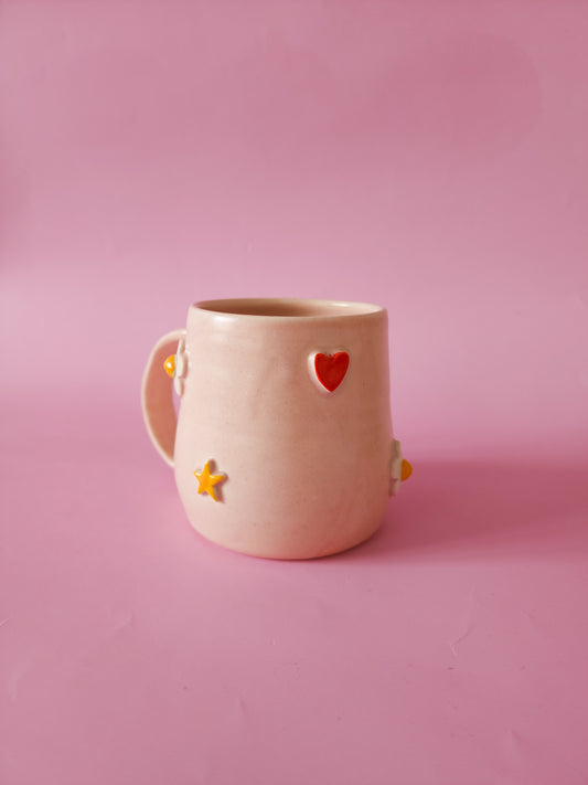 Daisy + heart + star mug