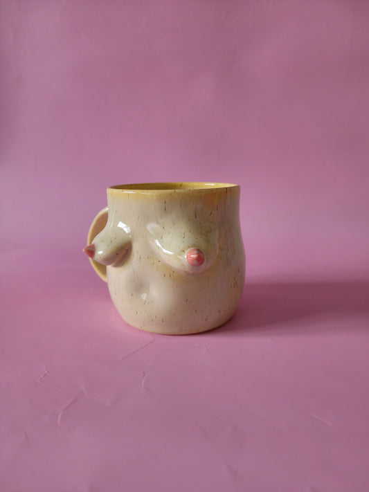 Boob mug - speckled + pink nipples