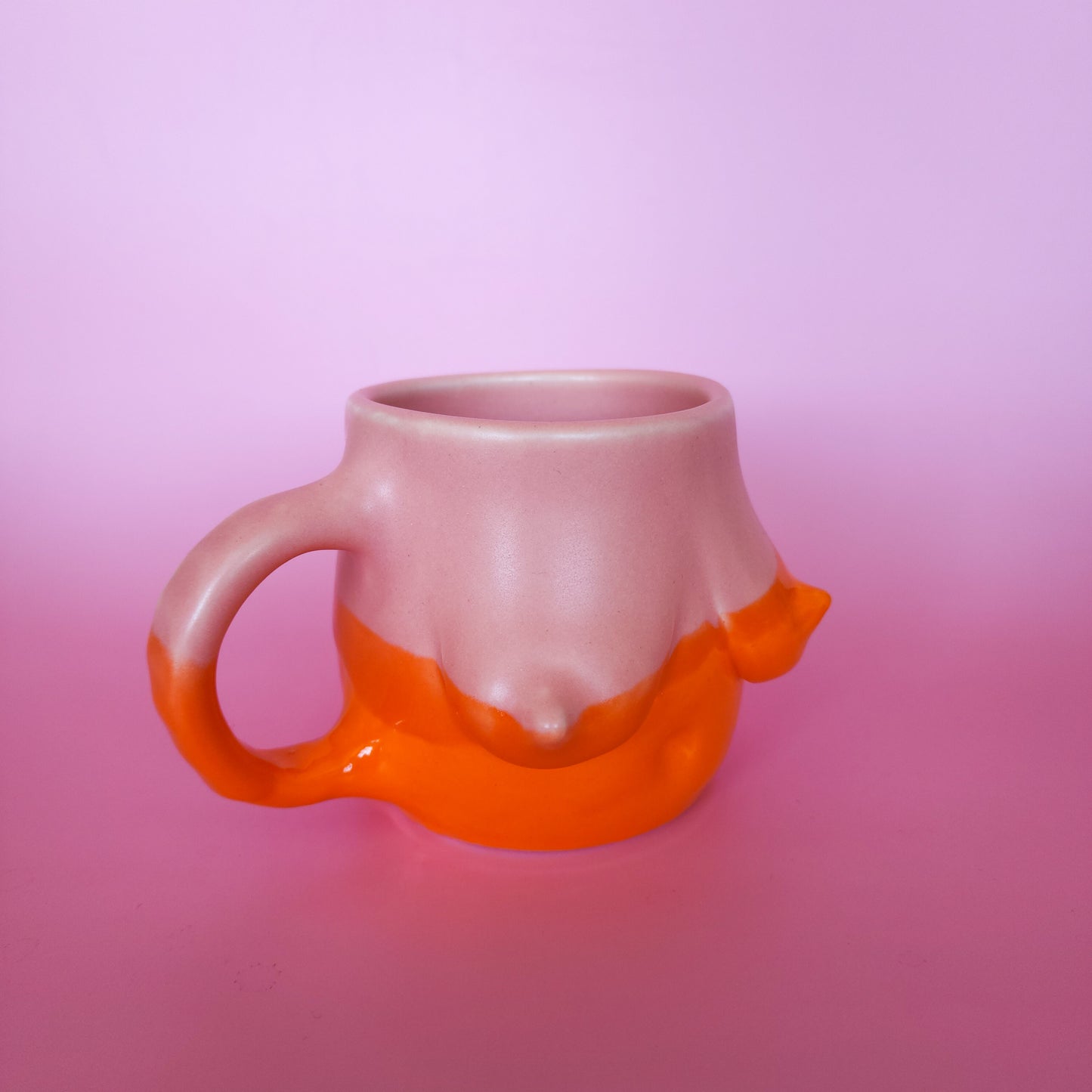 Pink + orange boob mug