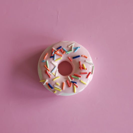 Ceramic doughnut with rainbow sprinkles