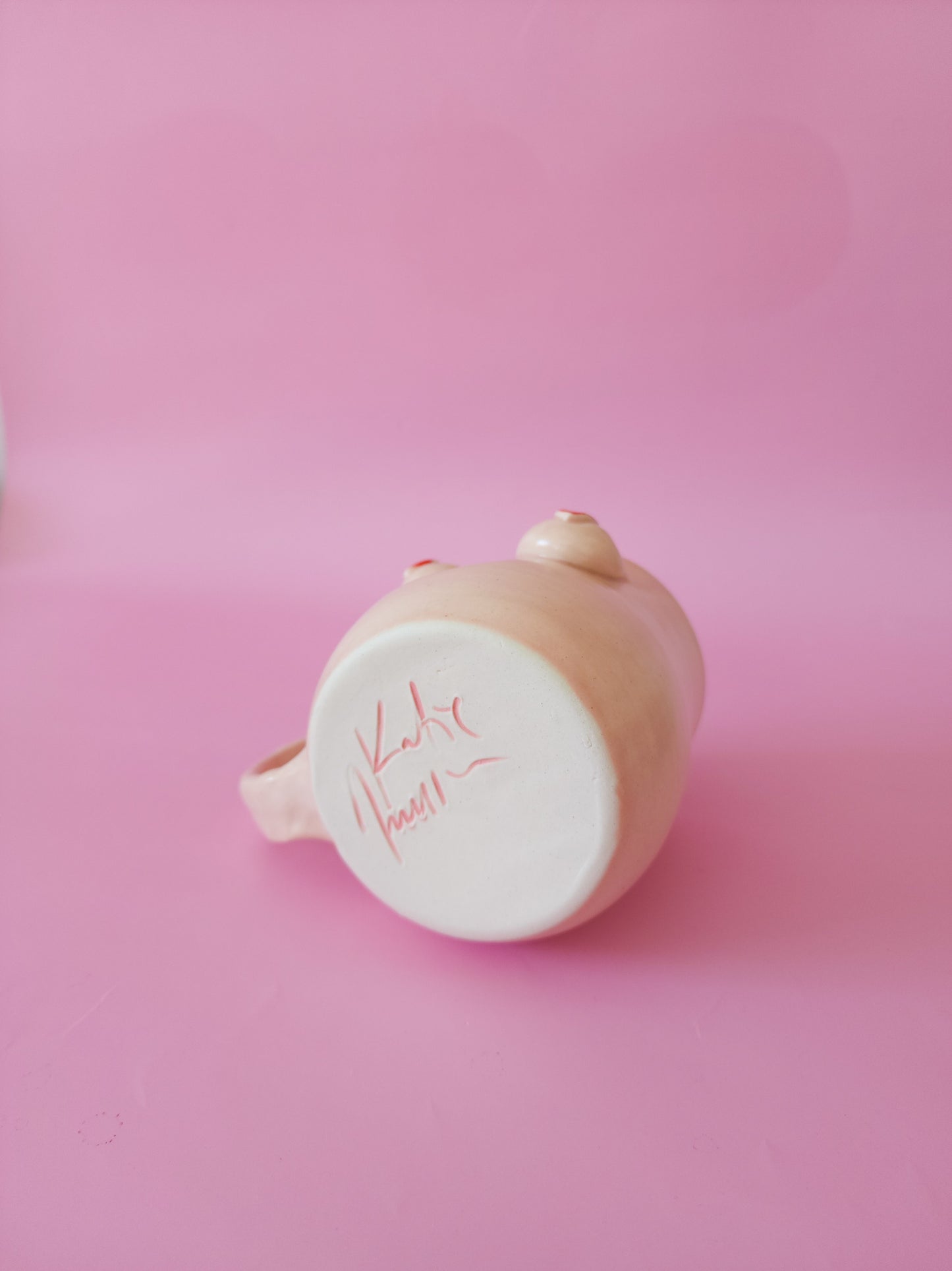 Boob mug - pink + red hearts