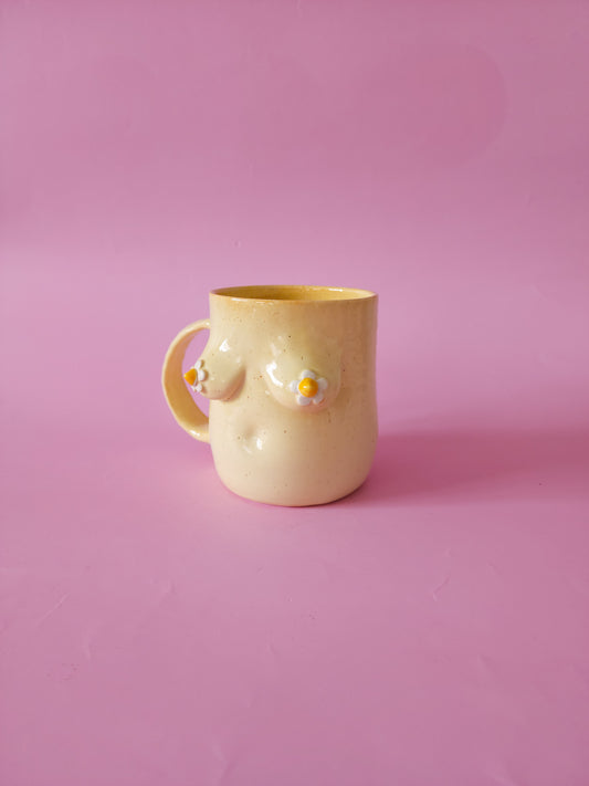 Boob mug - speckle + daisies