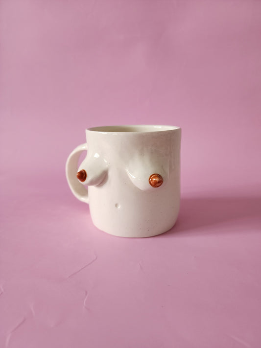 Boob mug - white + brown nipples