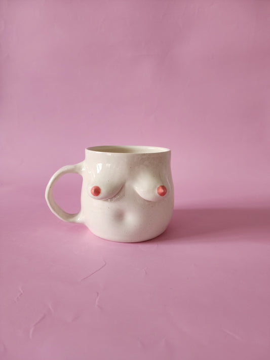 Boob mug - white + pink nipples