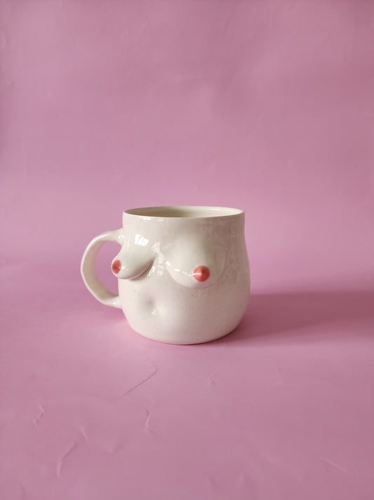 Boob mug - white + pink nipples