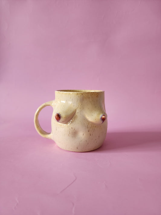 Boob mug - speckled + brown nipples