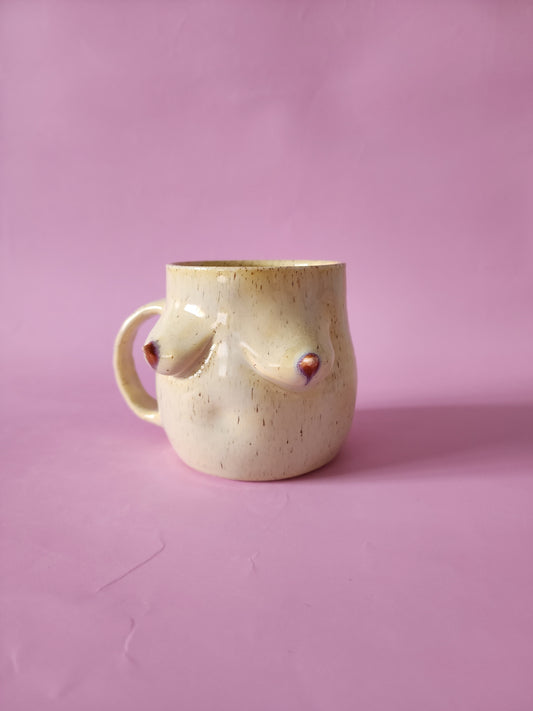 Boob mug - speckled + brown nipples
