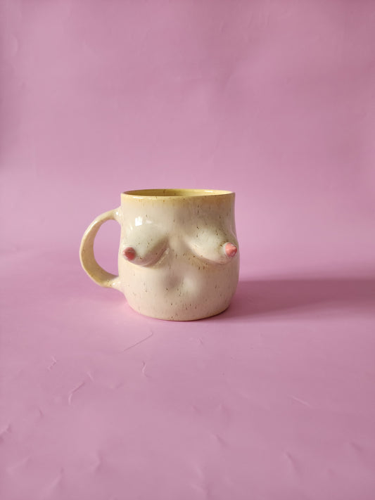Boob mug - speckled + pink nipples