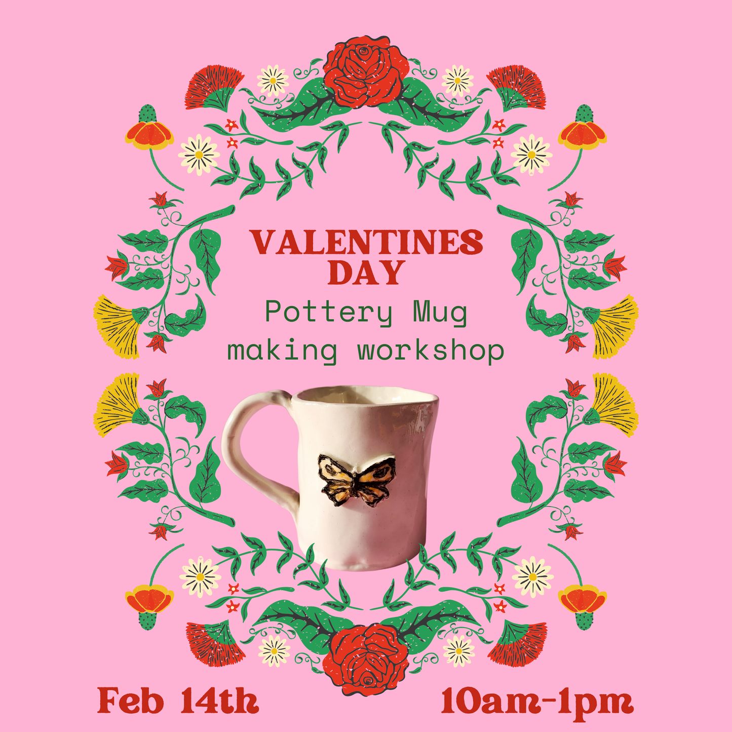 Valentines Day mug making workshop - February 14th