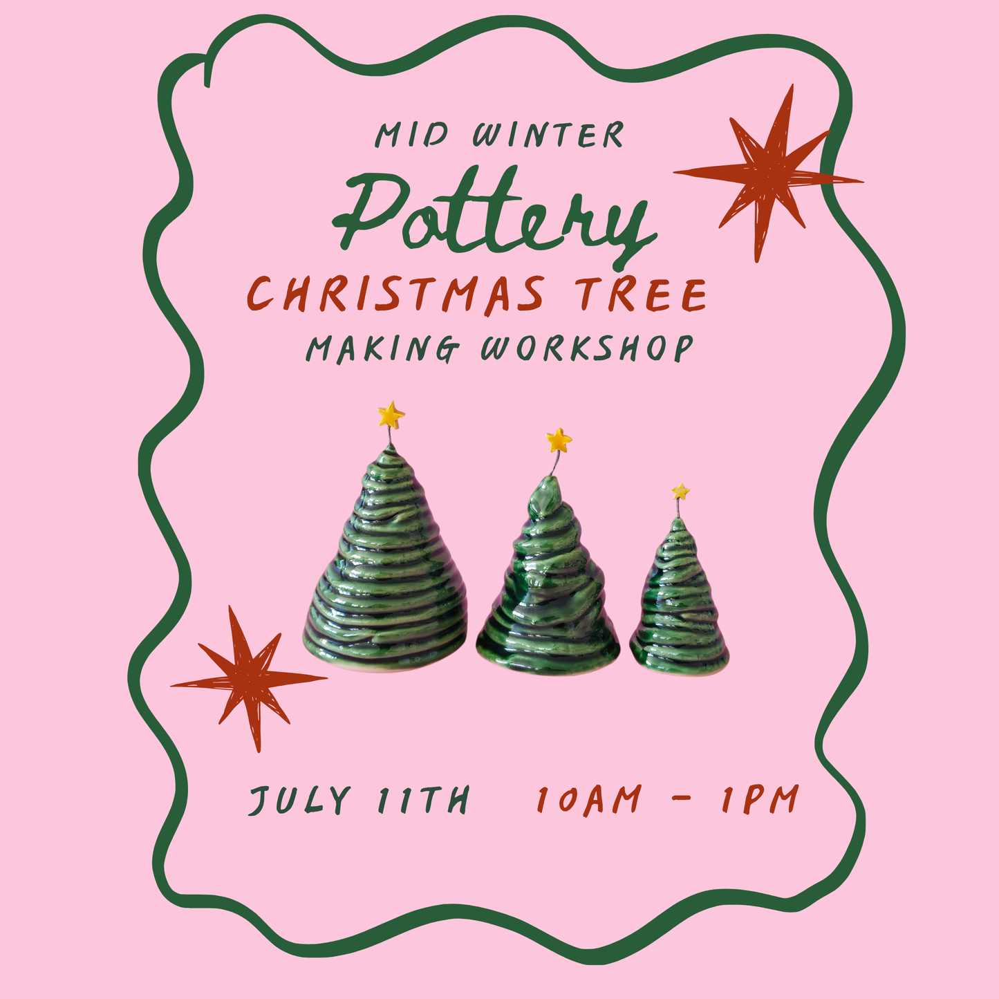 Pottery Christmas Tree making workshop - July 11th MORNING