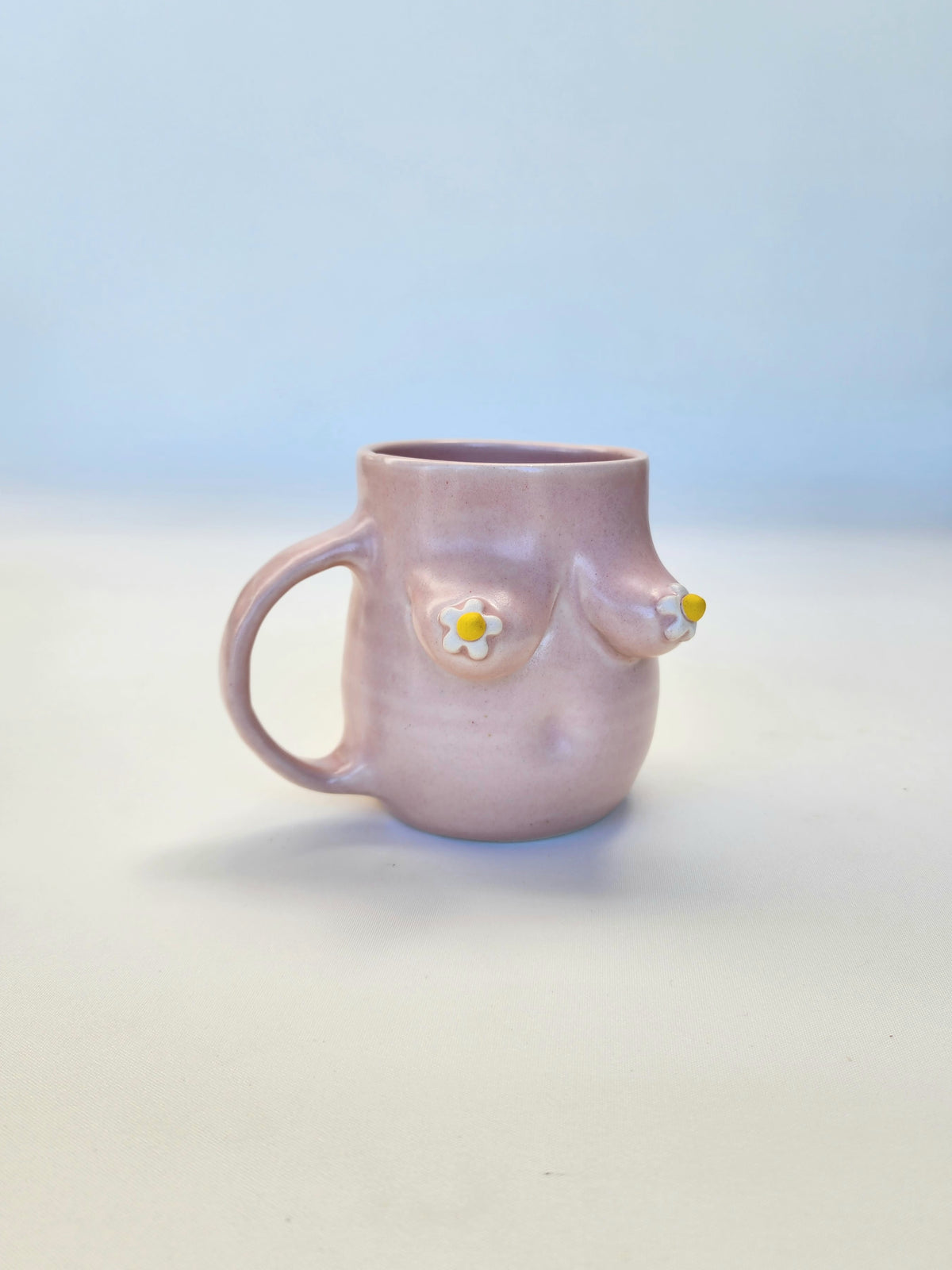 Boob mug - pink + daisies