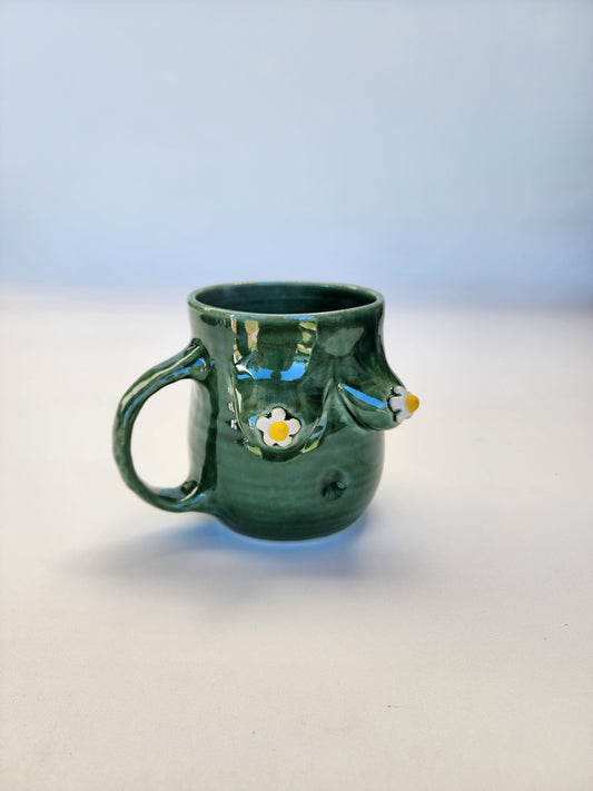 Boob mug - glossy green