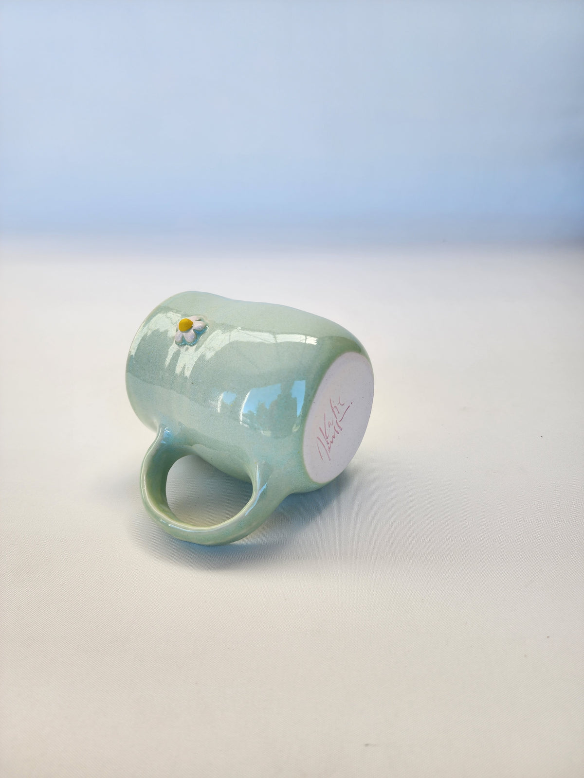 Mint green daisy mug
