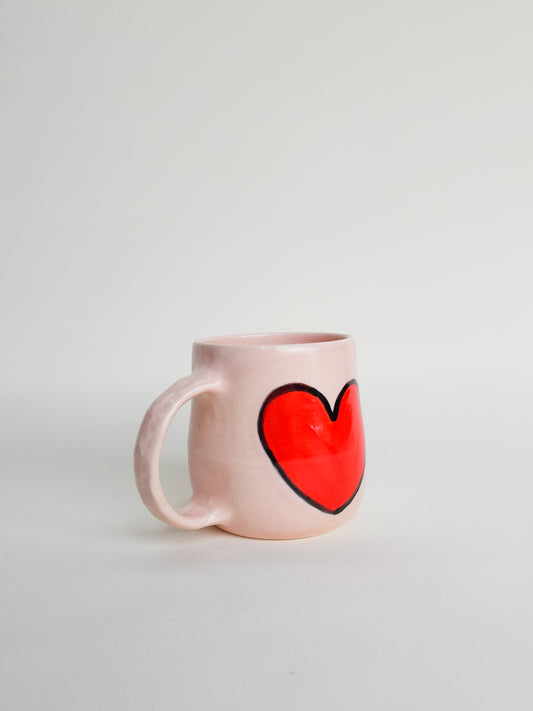 Love heart mug pink