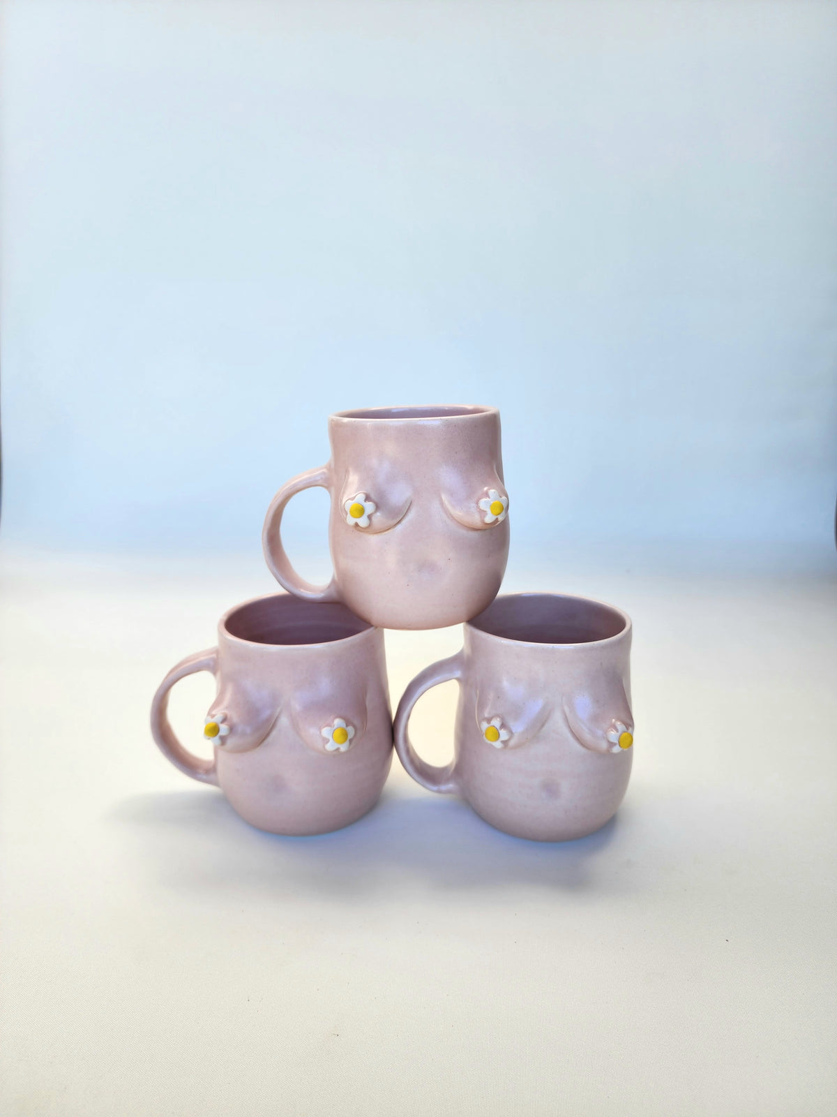 Boob mug - pink + daisies