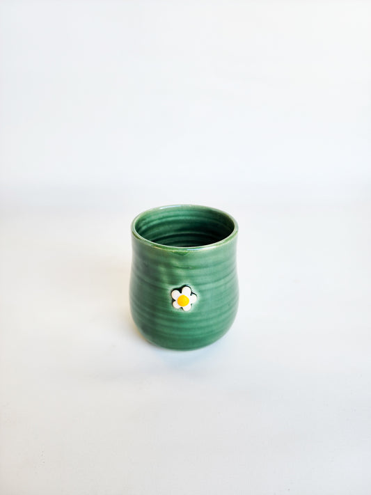 Dark green daisy tumbler